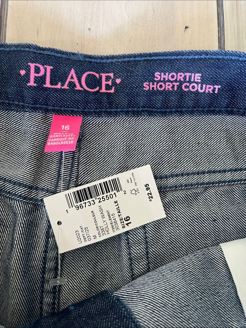 Children’s Place Girls Shortie Short Court Dark Blue Rolled Hem Denim Shorts